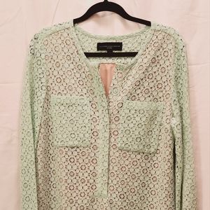 BNWT BEAUTIFUL MINT LACE COTTON MIDI DRESS BY VICTORIA BECKHAM SIZE LARGE